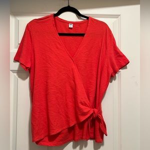 Coral knit wrap style top